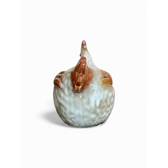 Ceramic White & Brown Chicken Figurine 10" x 6" x 5" Decorative Farmhouse Style - Picture 5 of 8